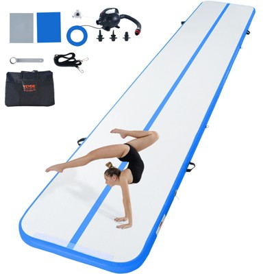 VEVOR Gymnastics Air Mat, 4 inch Thickness Inflatable Gymnastics Tumbling Mat, Tumble Track with Electric Pump, Training Mats