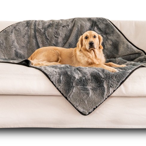 PAW BRANDS PupProtector Short Fur Waterproof Luxury Throw Blanket Charcoal Grey Original 60