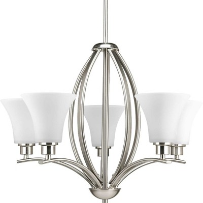 Joy Antique Bronze 5-Light Chandelier with Etched Glass