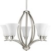Progress Lighting Joy Collection 5-Light Chandelier, Brushed Nickel, Etched White Fluted Glass - 2 of 2