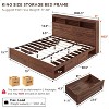 SinCiDo Farmhouse King Sized Wooden Bed Frame, with Charging Station and Led Lights, 52" High Headboard and 4 Large Drawers, Noise Free - 3 of 4