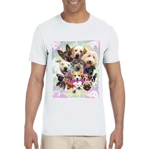 Cute Puppies and Dogs Pop Art Collage Mens Shirt Puppies Galore Tee White - 1 of 4