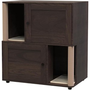 COZONY Double Layer Wooden Cat Litter Box Enclosure with Hidden Door and Scratching Post - 1 of 1