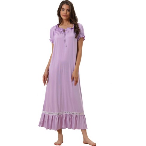 Women's Cotton Victorian Nightgown, Katelyn Short Sleeve Lace Trimmed  Button Up Long Nightshirt