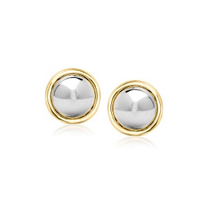 Ross-Simons Sterling Silver and 14kt Yellow Gold Domed Stud Earrings - 1 of 4