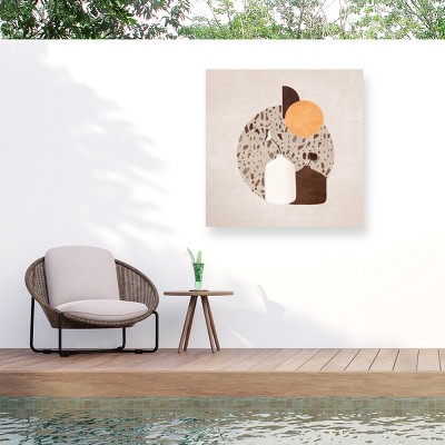Trademark Fine Art - Emel Tunaboylu  Beyaz Ve Kahverengi Saksili Terazzo Matted Framed Art