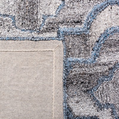 Handmade Blue and Gray Tufted Wool Abstract Area Rug
