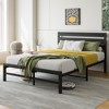 Full Size Platform Bed Frame with Rustic Vintage Wood Headboard, No Box Spring Needed Black - 2 of 4