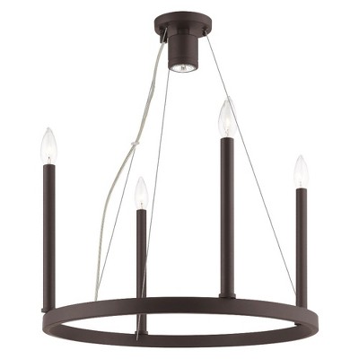 Bronze 5-Light Candle Chandelier with Steel Frame