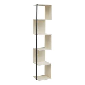 miBasics 62" Bloomhaven Modern 6 Shelf Corner Bookcase Cream Weave