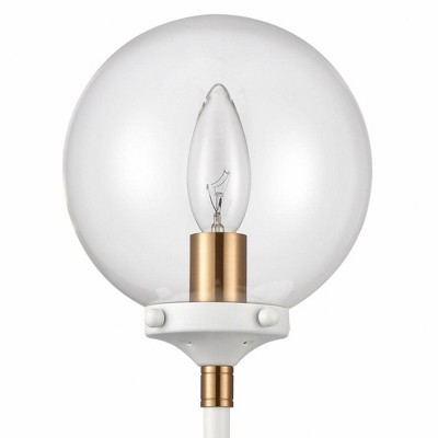 Matte White and Satin Brass Dimmable Wall Sconce with Clear Glass Shade