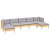 vidaXL Solid Pinewood Patio Lounge Set 7 Piece with Cushions Multi Colors - Brown and Gray - 3 of 4