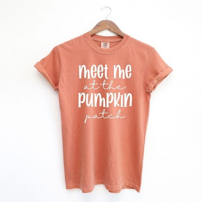 Simply Sage Market Women's Meet Me At The Pumpkin Patch Script Short Sleeve Garment Dyed Tee