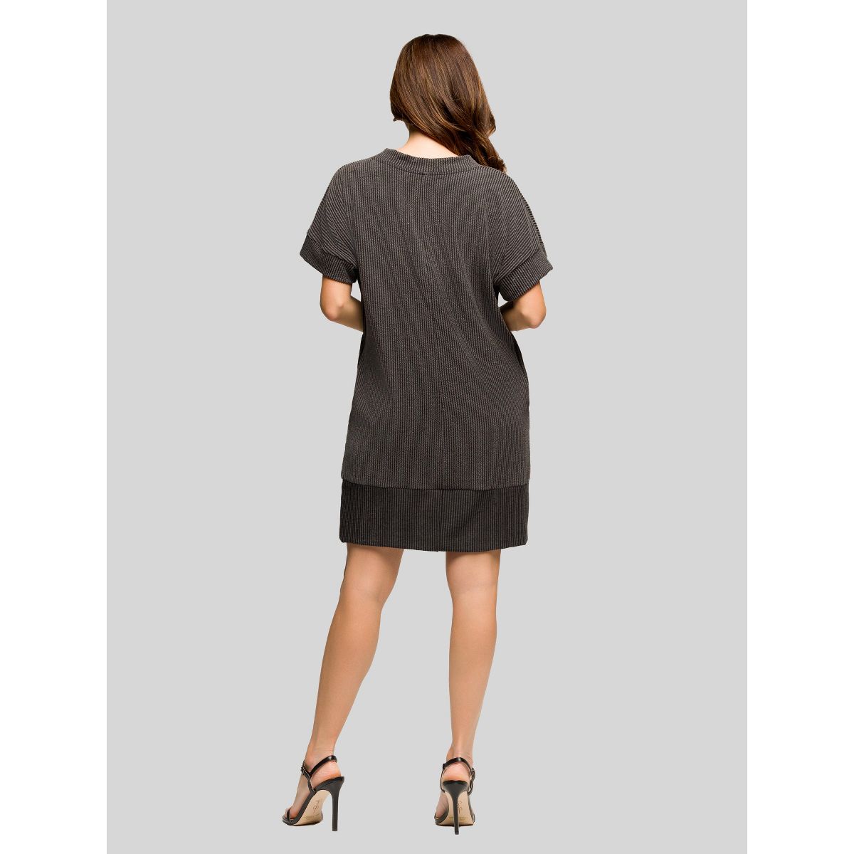 Womens V-Neck Loose Fit Short Sleeve Pocket T Shirt Dress - 24seven Comfort Apparel™ - thumbnail 3