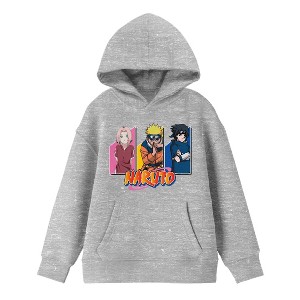 Naruto Classic Team Seven Long Sleeve Athletic Gray Youth Hooded Sweatshirt - 1 of 3