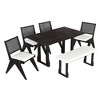 ChicFurnit Dining Sets Extendable Table Set with Upholstered Wicker Back Chairs and Bench for Kitchen Dining Room, Black, 48.43"*39.76"*8.46" - 2 of 4