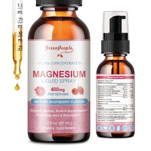 GreenPeople Magnesium Glycinate Liquid Spray 400mg - for Calm Support, Muscle, Bone & Sleep Support - 2 Fl Oz (Raspberry Flavor) - 1 of 4