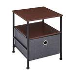 Modern End/Side Table with Shelf and Fabric Storage Drawer Gray - Danya B.