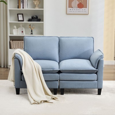 HYLEORY 49.6'' Width Modern Linen Flannel Fabric Loveseat for living room Bedroom