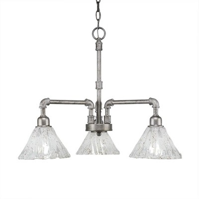 Toltec Lighting Vintage 3 - Light Chandelier in  Aged Silver with 7" Italian Ice Shade