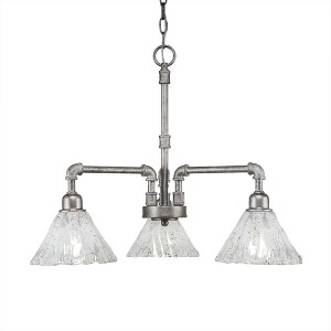 Toltec Lighting Vintage 3 - Light Chandelier in  Aged Silver with 7" Italian Ice Shade - 1 of 1