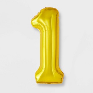 34 Number 1 Foil Balloon Spritz Light Gold Birthday Party Supplies Solid Pattern All Ages Target