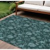Teal Blue And Aqua Floral Washable Indoor Outdoor Area Rug - 2 of 4