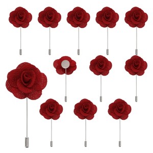 Unique Bargains Camellia Boutonnieres Pins for Formal Party Easy to Use Artificial Flowers 12pcs - 1 of 4