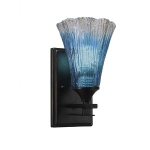 Toltec Lighting Uptowne 1 - Light Sconce in  Dark Granite with 5.5" Fluted Teal Crystal  Shade - 1 of 1