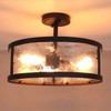 Claxy Farmhouse Semi Flush Mount Ceiling Light with Hammered Glass 3- Light - 3 of 4