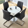 5-Piece Dining Set with Round Table and 4 PU Armless Chairs - 2 of 4