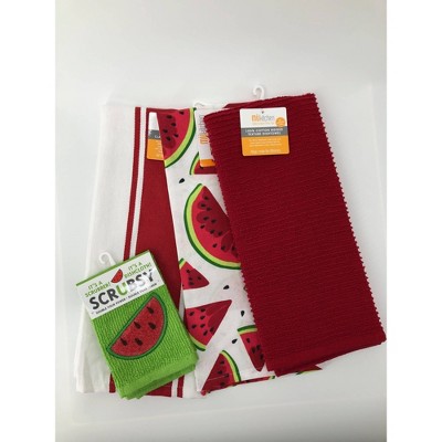 4pk Spring Watermelon Print Towels and Scrubsy - MU Kitchen