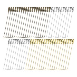 Unique Bargains DIY Clothing Accessories Suit Copper Long Needle Brooch Stick Pins Stopper Ends Flat Head - 1 of 4