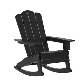 Merrick Lane HDPE Adirondack Chair with Cup Holder and Pull Out Ottoman, All-Weather HDPE Indoor/Outdoor Chair