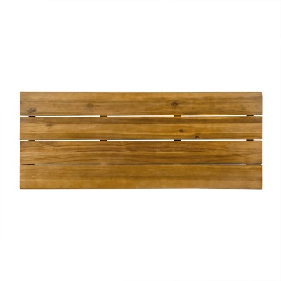 Teak and Metal Industrial Outdoor Bar Table