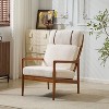 PAGED Modern Wooden Accent Chair, Boucle Fabric Arm Chair with High Back, Ergonomic Reading Chair for Bedroom, Living Room Furniture - 2 of 4