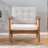 GustoWave Accent Leisure Chair, Mid-Century Modern Arm Chair with Solid Wood Armrests and Legs, 1-Seat Cushioned Sofa, Walnut Wood - 4 of 4