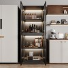 ATJafurn 23.6'' Glass Display China Cabinet With Pull-Out Bar Shelf, Dining Cabinet With Glass Doors - 4 of 4
