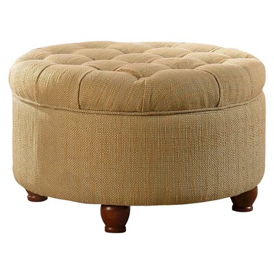 Tweed Tufted Storage Ottoman Tan/Cream - HomePop