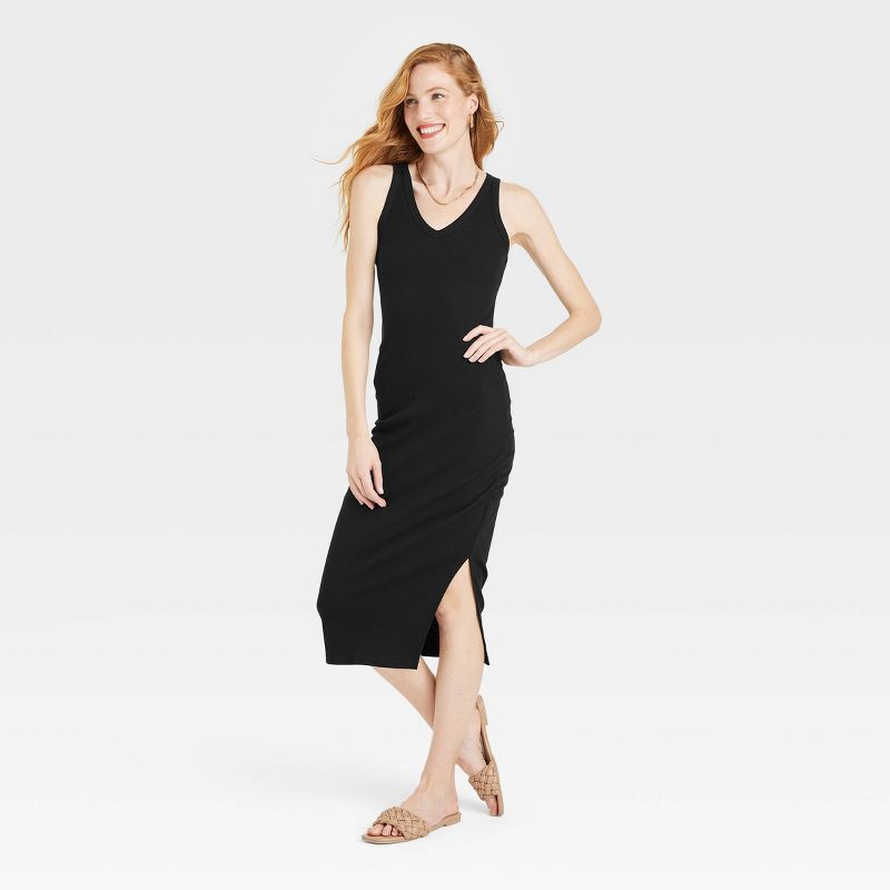 Women's Rib Knit Side Ruched Bodycon Dress - A New Day™, 1 of 11