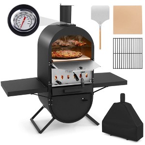 Costway Outdoor Pizza Oven Wood Fired Pizza Oven with 600D Oxford Fabric Cover - 1 of 4
