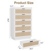 Rattan 5 Drawer Dresser, Tall Chest of Drawers with Metal Handles, Sturdy Wood Base, Bedroom Storage Organizer - 2 of 4