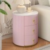 Modern Velvet Round Nightstand with 3 Drawers, Upholstered Bedside Table with Metal Handles for Bedroom or Living Room-The Pop Home - 3 of 4