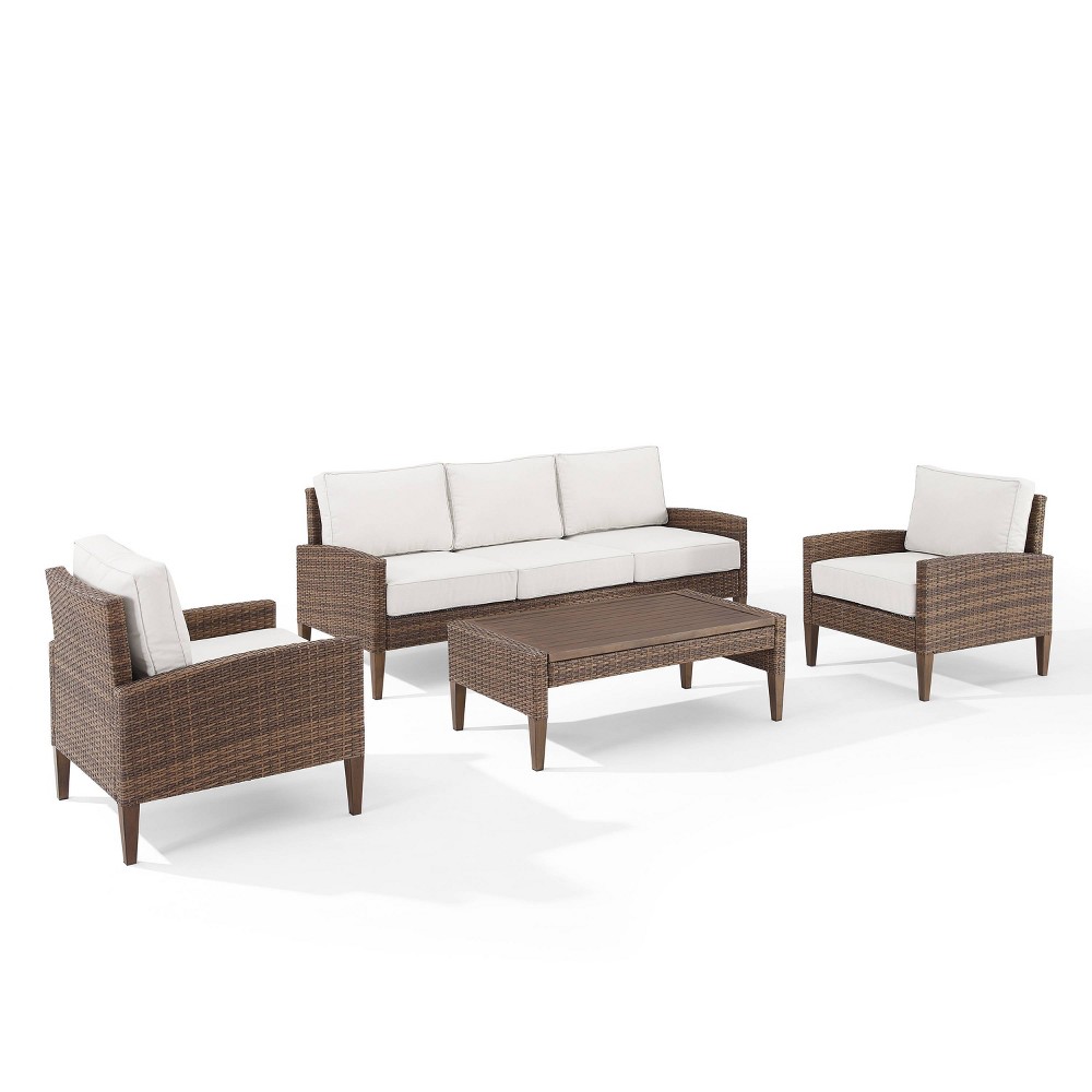 Photos - Garden Furniture Crosley Capella 4pc Outdoor Seating Set with Sofa, Arm Chairs & Coffee Table - Cre 