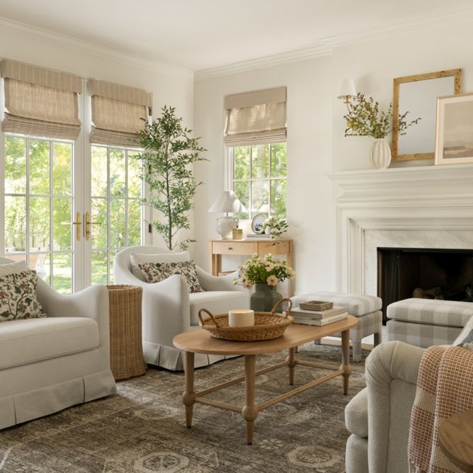 Traditional living room with modern cottage details