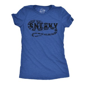 Womens Funny T Shirts Sneaky Snake Sarcastic Graphic Tee For Ladies - Crazy Dog Women's T Shirt - 1 of 4