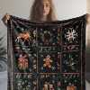 Vintage Christmas Gingerbread Man, Reindeer, and Holly Wreath Print Flannel Throw Blanket - Polyester All-Season Cozy Blanket. - 3 of 4