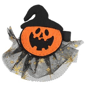 Unique Bargains Fashion Halloween Duckbill Clip Pumpkin Hair Clip Black Orange 1 Pc - 1 of 4