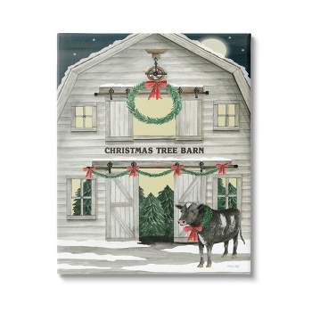 Stupell Industries Christmas Tree Barn Rural Countryside Canvas Wall Art