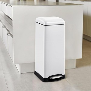 8 Gallon Bathroom Step Trash Can, Square Stainless Steel Foot Pedal Garbage Can with Soft-Close Lid for Kitchen, with Removable Inner Bucket - 1 of 4